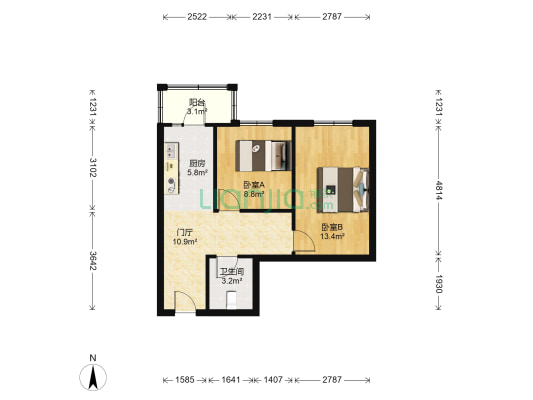 建国南头道街 2室0厅1卫 59平方