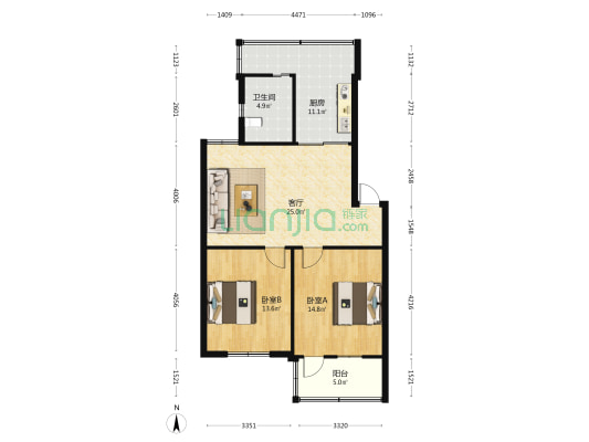 金箔路192-1号 2室1厅1卫 70平方