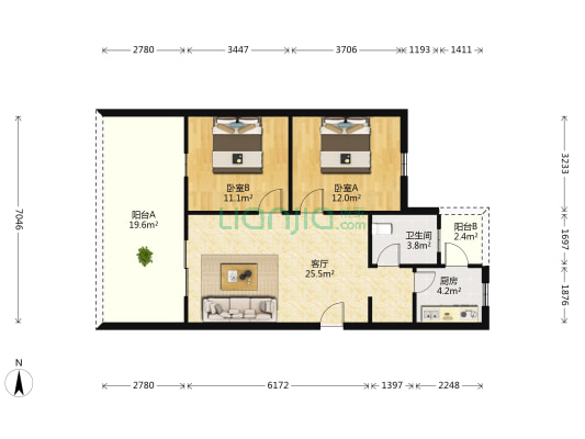 南河东街29号 2室1厅1卫 72平方