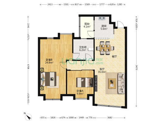 怡景花园(香洲区) 2室1厅1卫 101平方