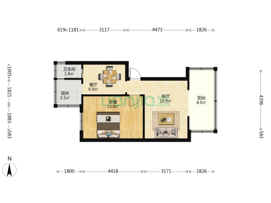 云南警官学院 1室2厅1卫 42平方