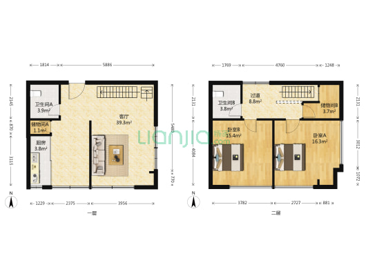 礼品城 2室1厅2卫 66平方