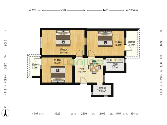 幸福一村13号 3室1厅1卫 82平方
