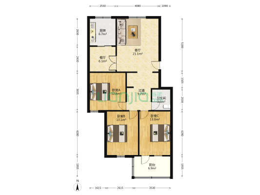 景秀小区 3室2厅1卫 112平方