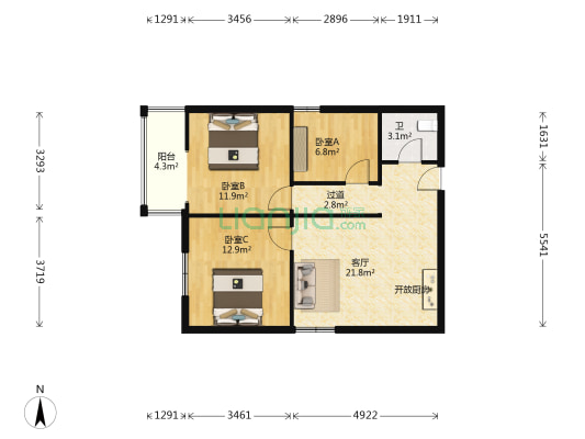 东路七小区 3室1厅1卫 77平方