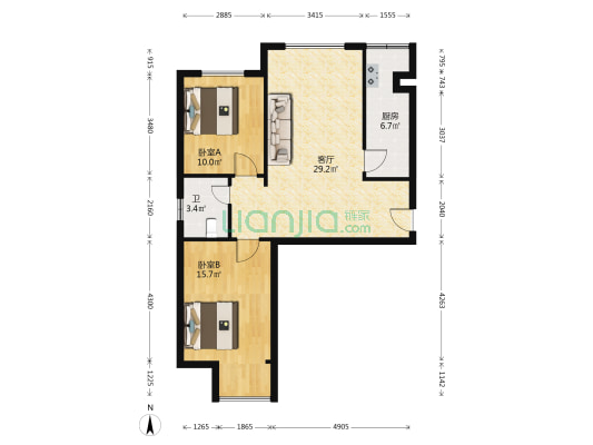 逸景阳光 2室1厅1卫 93平方