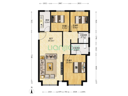 南益名悦华庭 3室1厅2卫 106平方