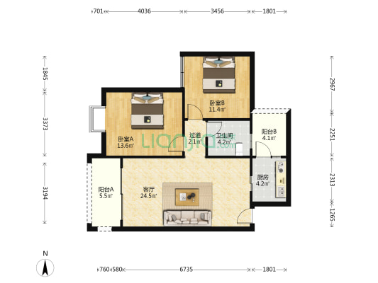 怡馨家园 2室1厅1卫 88平方