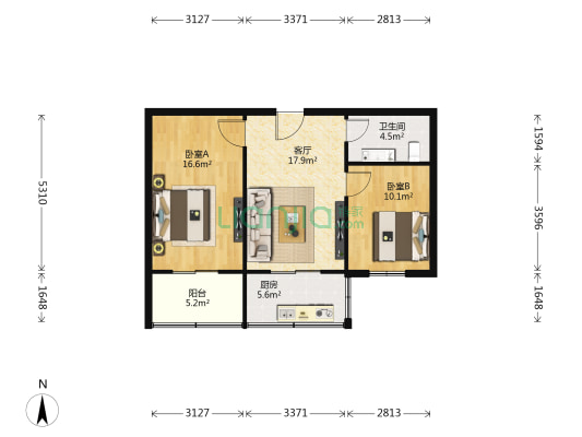 三棉社区北区 2室1厅1卫 73平方