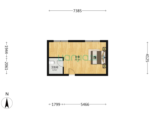 润都盛和广场 1室0厅1卫 49平方