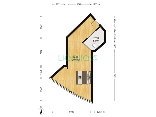 动力国际 1室0厅1卫 53平方