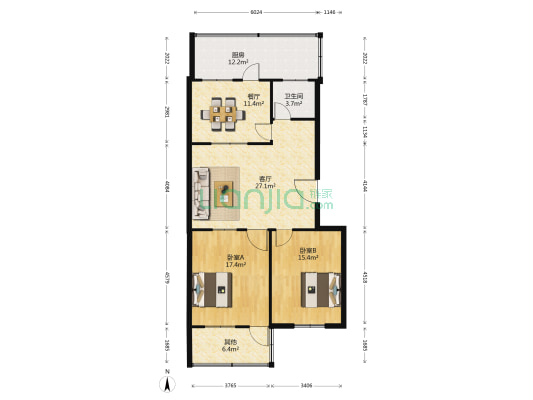 郎茂山路67号 2室2厅1卫 112平方