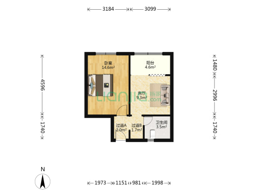 遵义东大楼 1室1厅1卫 48平方