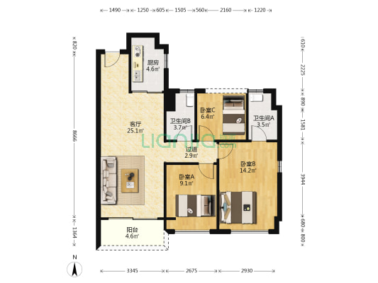 碧桂园凤凰湾凤怡苑二期 3室1厅2卫 89平方