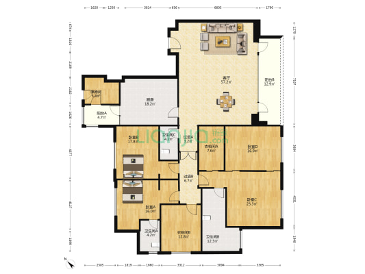 御江苑三期 4室1厅3卫 309平方