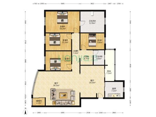 金康园 4室2厅2卫 158平方