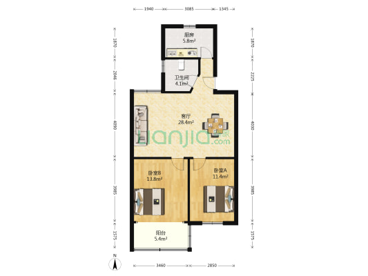 常宏社区 2室1厅1卫 82平方
