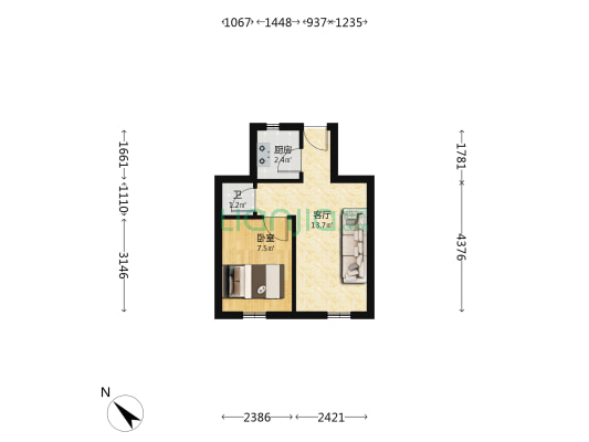 广灯宿舍 1室1厅1卫 31平方