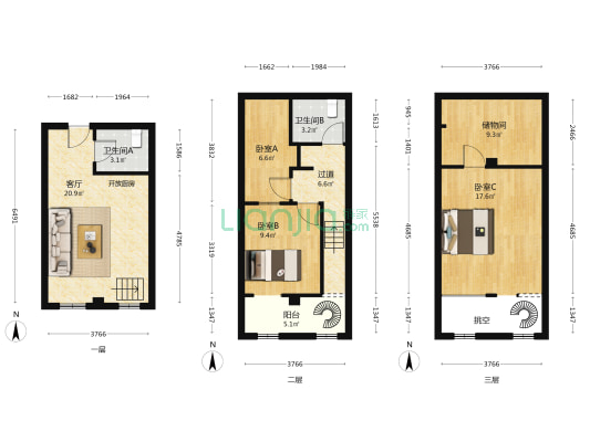 茗汤上城 3室1厅2卫 120平方