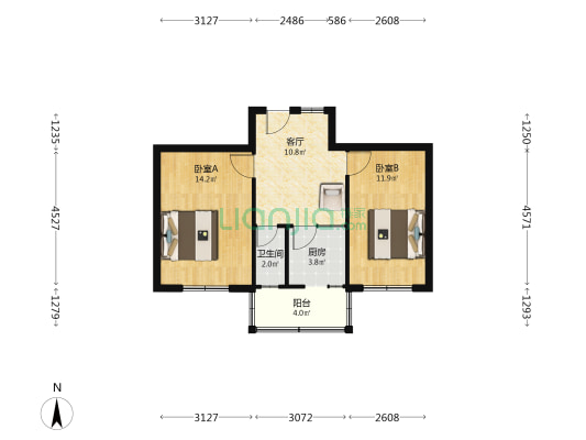 兴华南街6号 2室1厅1卫 55平方