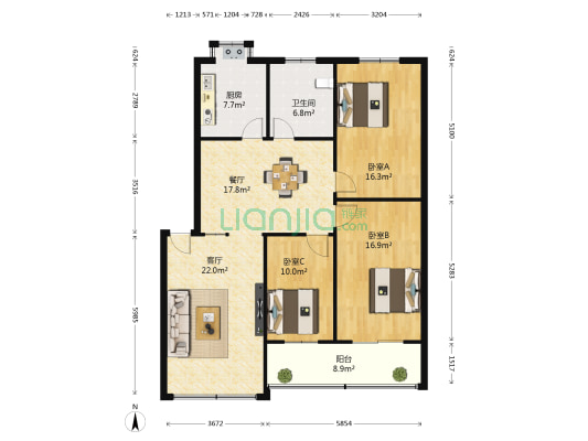 地税局家属院(建设路) 3室2厅1卫 136平方