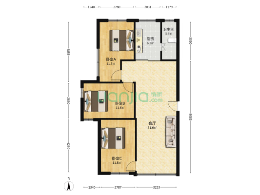 埔前街 3室1厅1卫 71平方
