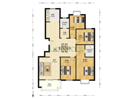 气象苑 4室2厅2卫 146平方