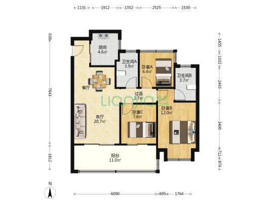 国贸璟原 3室1厅2卫 99平方