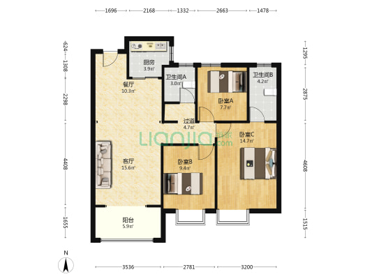 诺德城溪山澜郡 3室2厅2卫 117平方