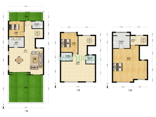 九龙仓逅湾雅苑 3室1厅4卫 266平方