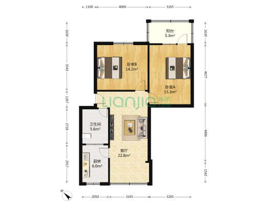 桂花小区 2室1厅1卫 76平方