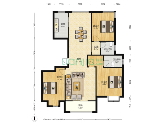 祥生南門春暁 3室1厅2卫 140平方