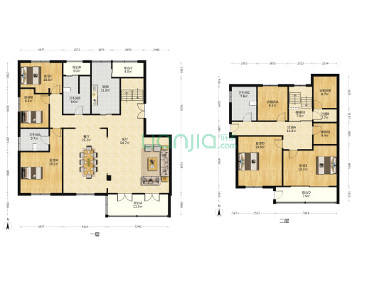 世纪虹苑(公寓) 5室2厅3卫 271平方