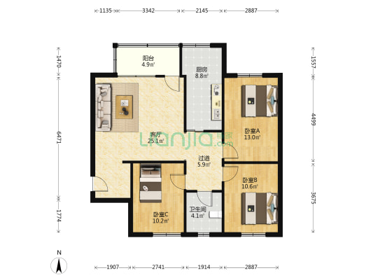 东环路6号大院 3室1厅1卫 101平方
