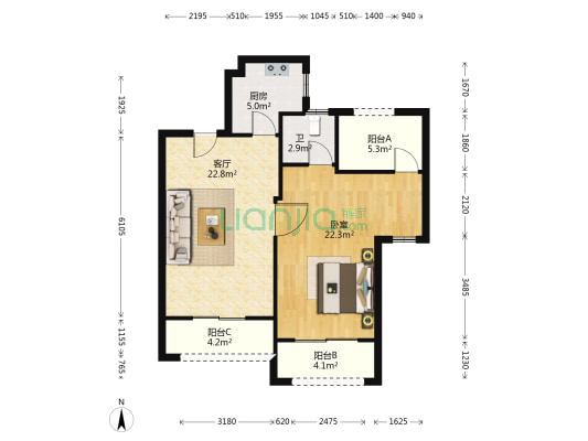 亨通吴越锦绣 1室1厅1卫 89平方
