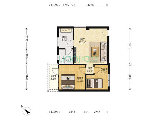 凤凰公司宿舍 2室1厅1卫 57平方