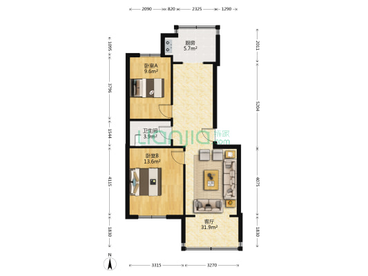 一汽51街区 2室1厅1卫 73平方