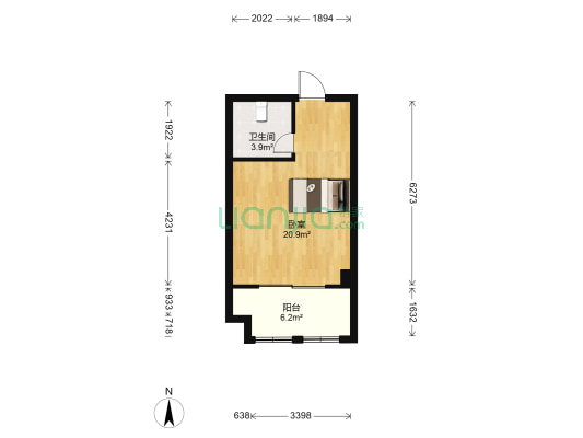 玫瑰园公寓楼 1室0厅1卫 48平方