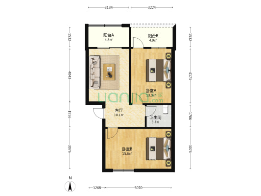 红旗造纸厂小区 2室1厅1卫 71平方