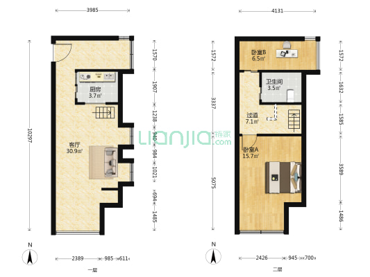 东方锦城 2室1厅1卫 49平方