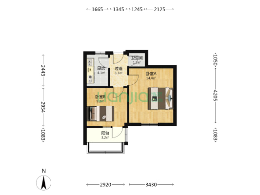 电修楼 2室0厅1卫 44平方