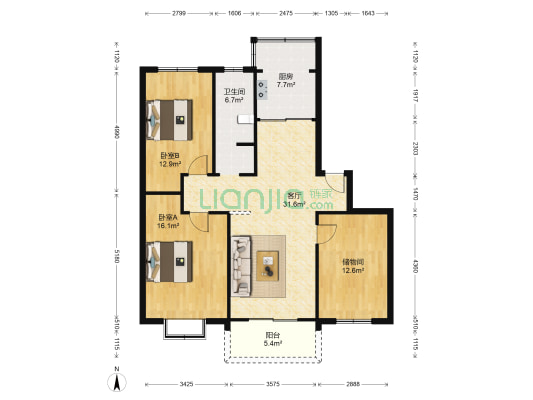 华顺嘉园 2室1厅1卫 112平方