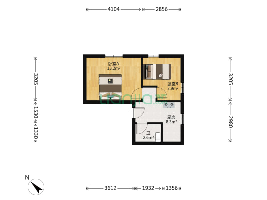 模一小区 2室0厅1卫 41平方