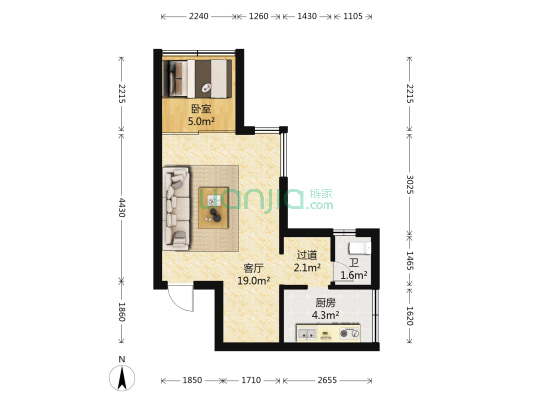 首信凰冠壹号 1室1厅1卫 39平方