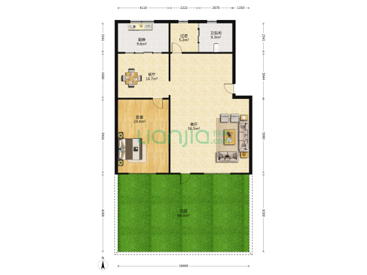 福园小区 1室2厅1卫 268平方
