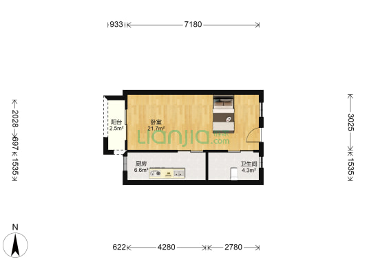V7星公馆 1室0厅1卫 48平方