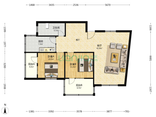 教育局家属院 2室1厅1卫 96平方