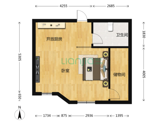常熟路100弄 1室0厅1卫 46平方