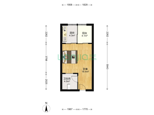 星晴公寓 1室0厅1卫 39平方