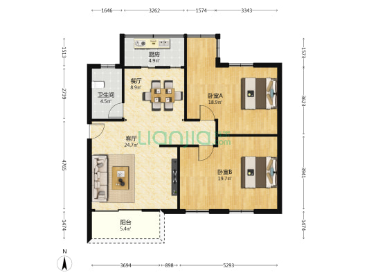 棠景街28号-36号宿舍(双号) 2室2厅1卫 97平方